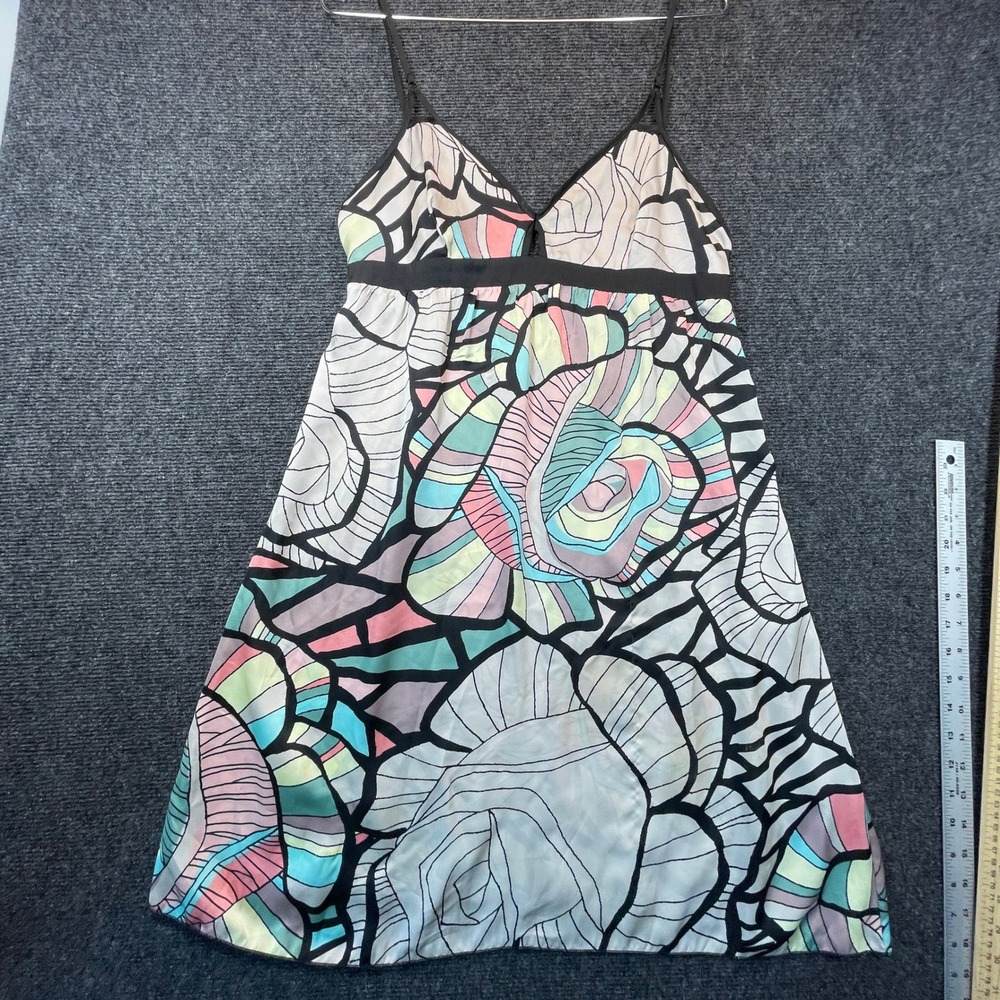 Y2K Double Zero Babydoll Mini Dress Womens L Abstract Floral Boho Indie Festival